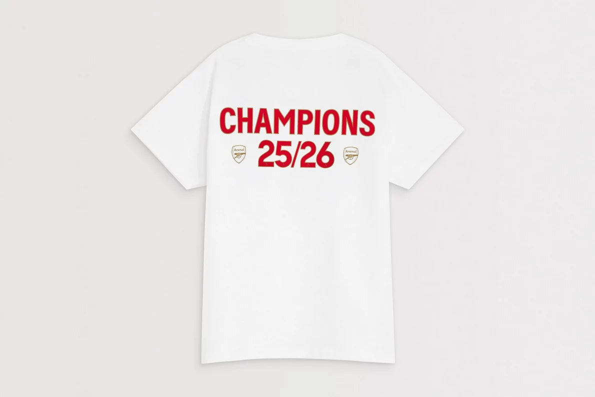 Arsenal Kids Champions 25/26 White SS Crew
