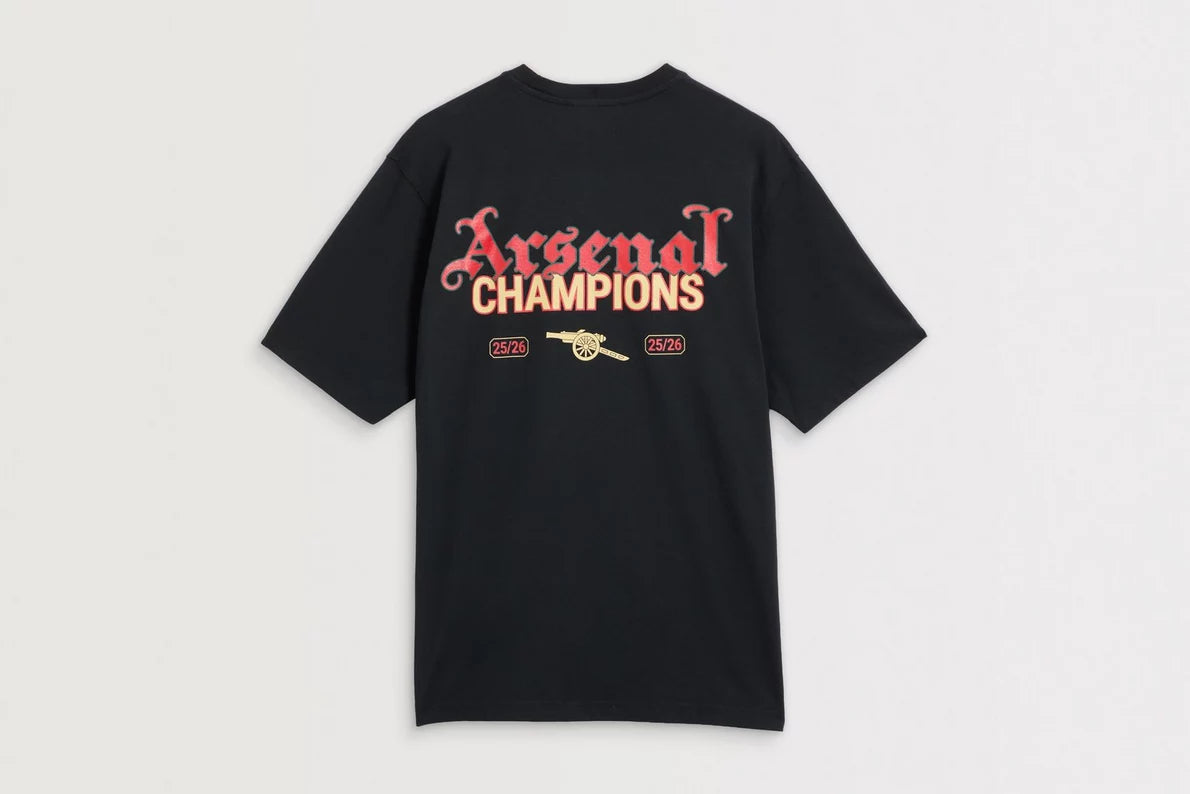 Arsenal Gothic Champions 25/26 Black Crew T-Shirt