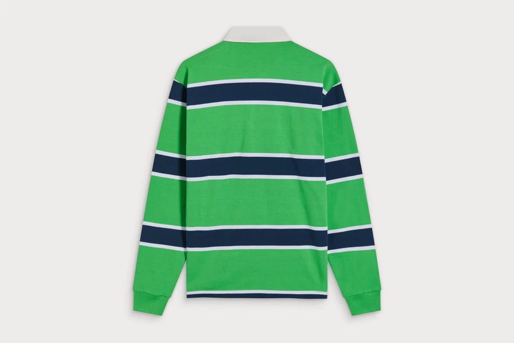 Arsenal Essentials Green Striped Long Sleeved Rugby Polo Shirt