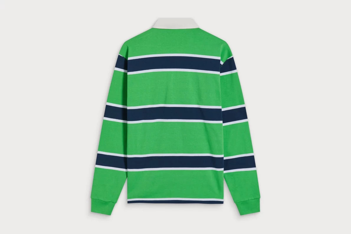 Arsenal Essentials Green Striped Long Sleeved Rugby Polo Shirt
