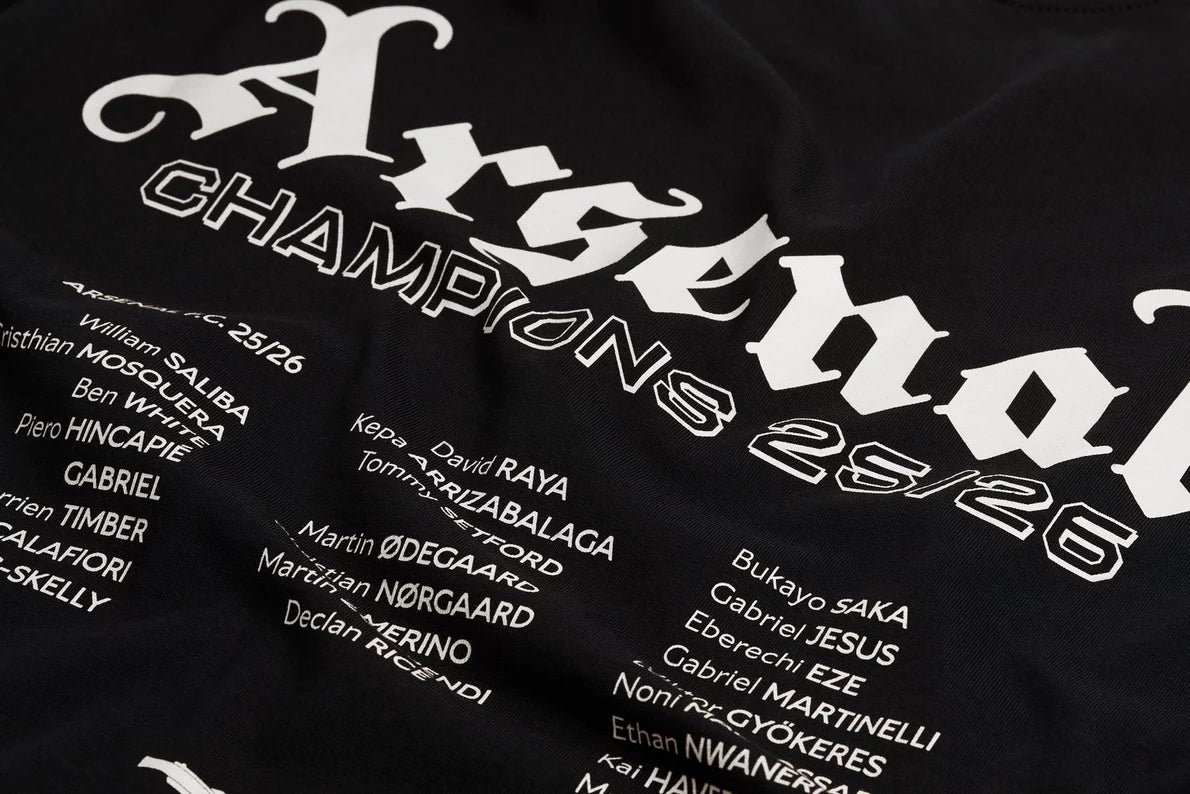 Arsenal Champions Squad 25/26 Black Crew T-Shirt