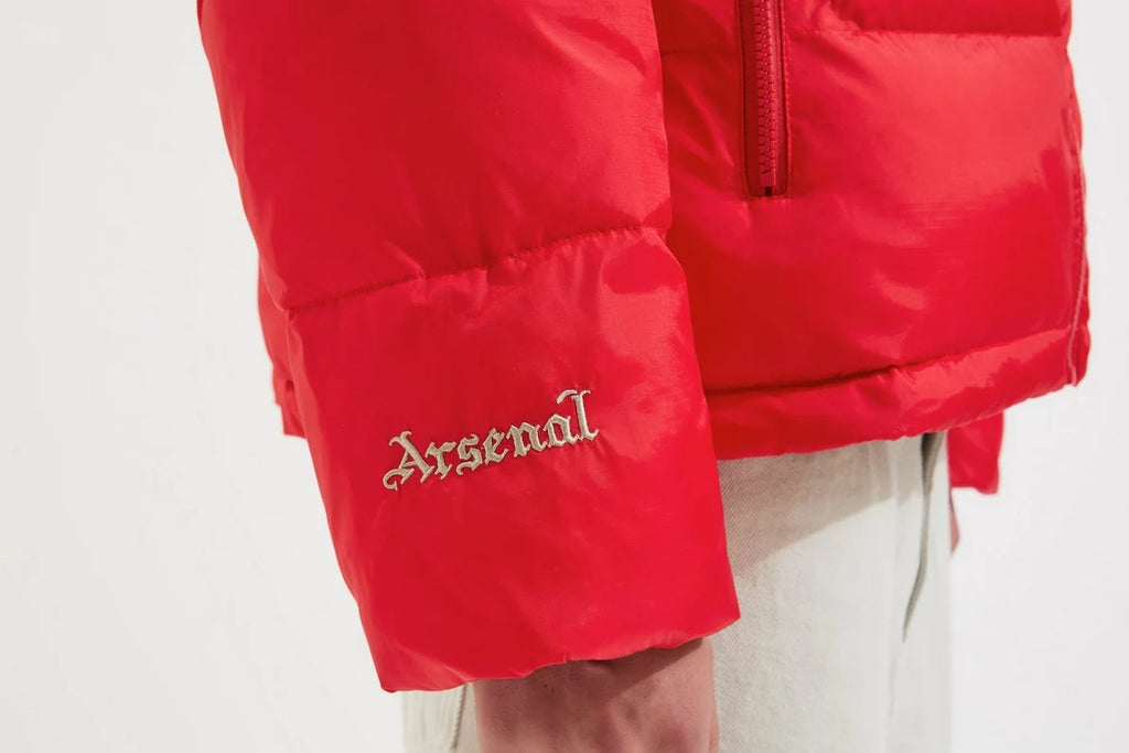Arsenal Essentials Unisex Red Cannon Hooded Puffer Jacket