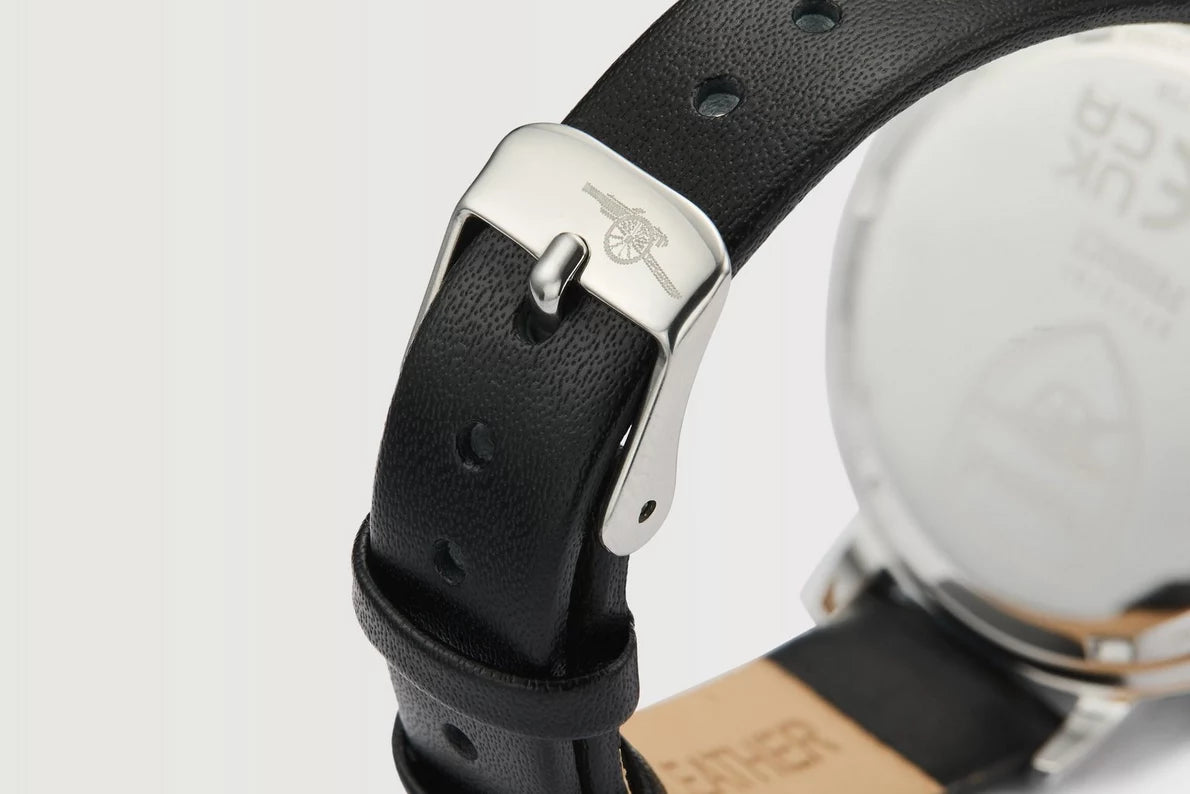 Arsenal Silver Retro Cannon Leather Strap Watch