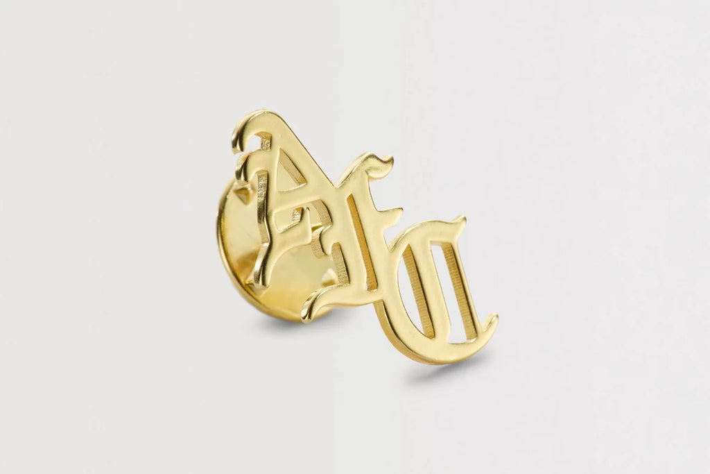 Arsenal 18ct Gold Plated Silver Gothic AFC Monogram Pin Badge