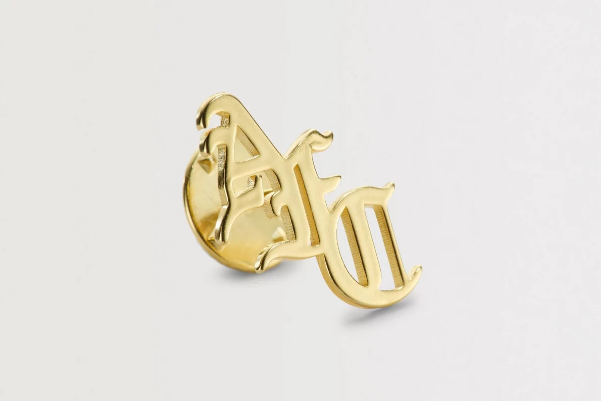 Arsenal 18ct Gold Plated Silver Gothic AFC Monogram Pin Badge