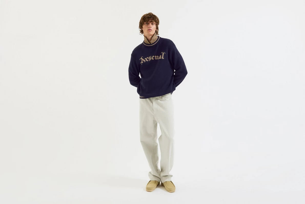 Arsenal Essentials Navy Gothic Knitted Crew Jumper