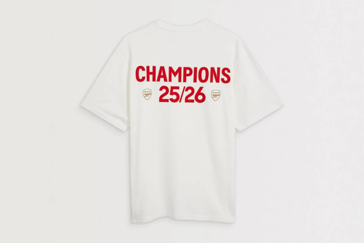 Arsenal Champions 25/26 White Crew T-Shirt