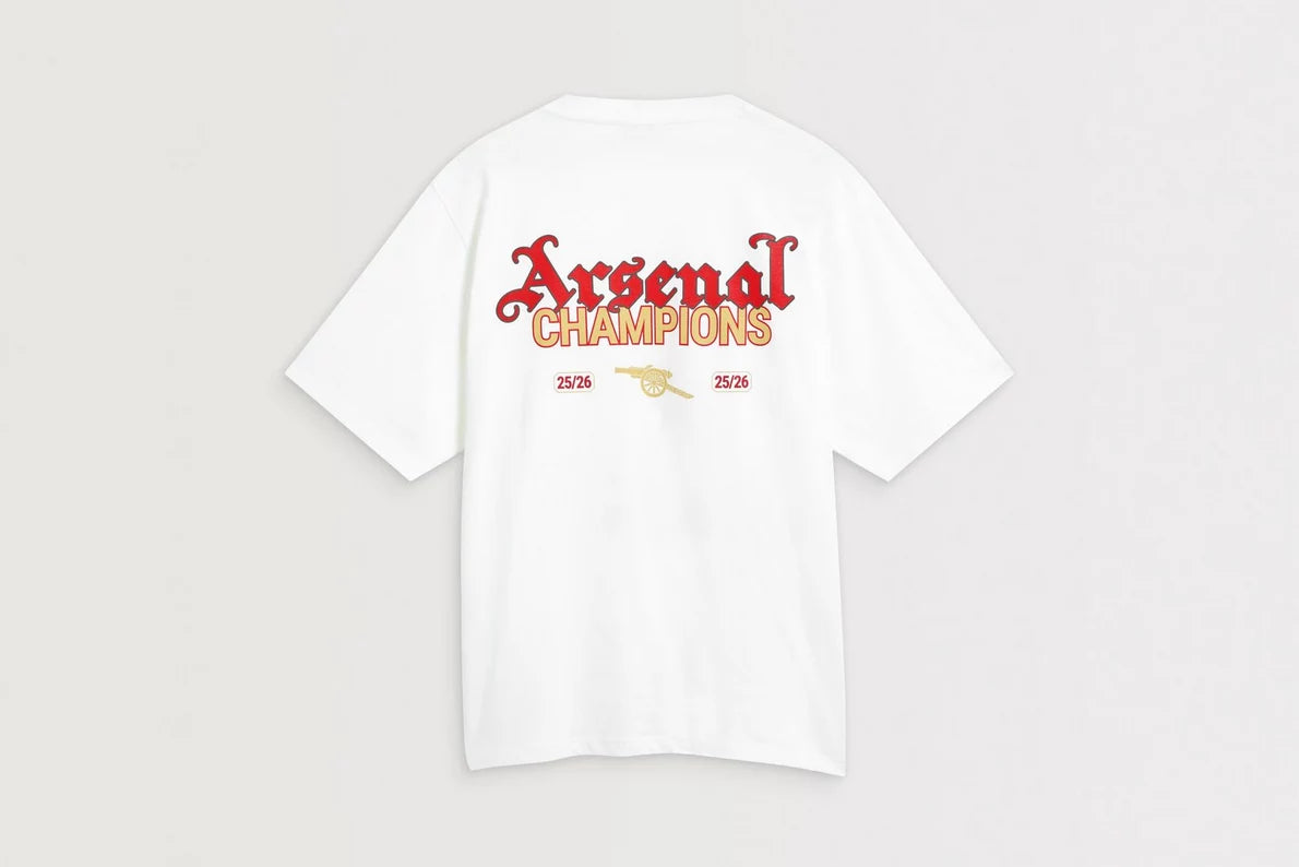 Arsenal Gothic Champions 25/26 White Crew T-Shirt