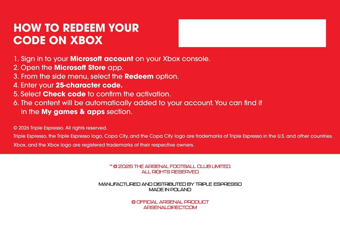 Arsenal Copa City Card - XBOX