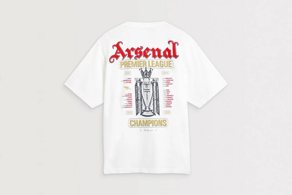 Arsenal Premier League Champions 25/26 White Crew T-Shirt