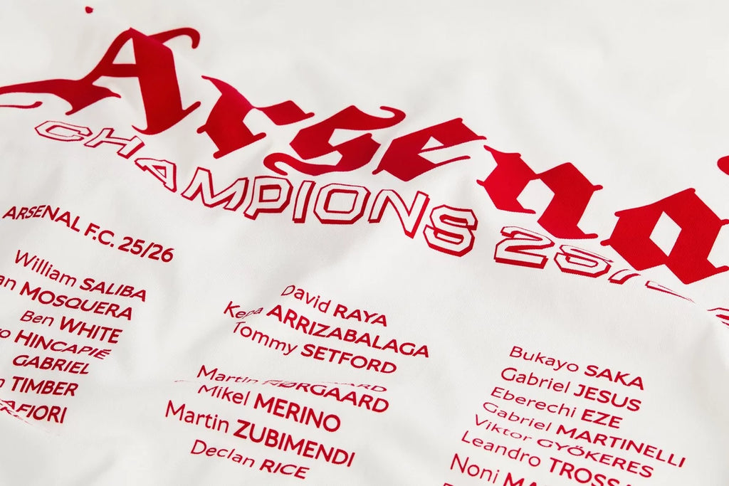 Arsenal Champions Squad 25/26 White Crew T-Shirt