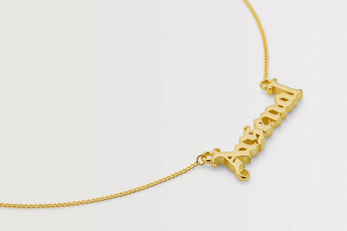 Arsenal 18ct Gold Plated Silver Gothic Text Necklace