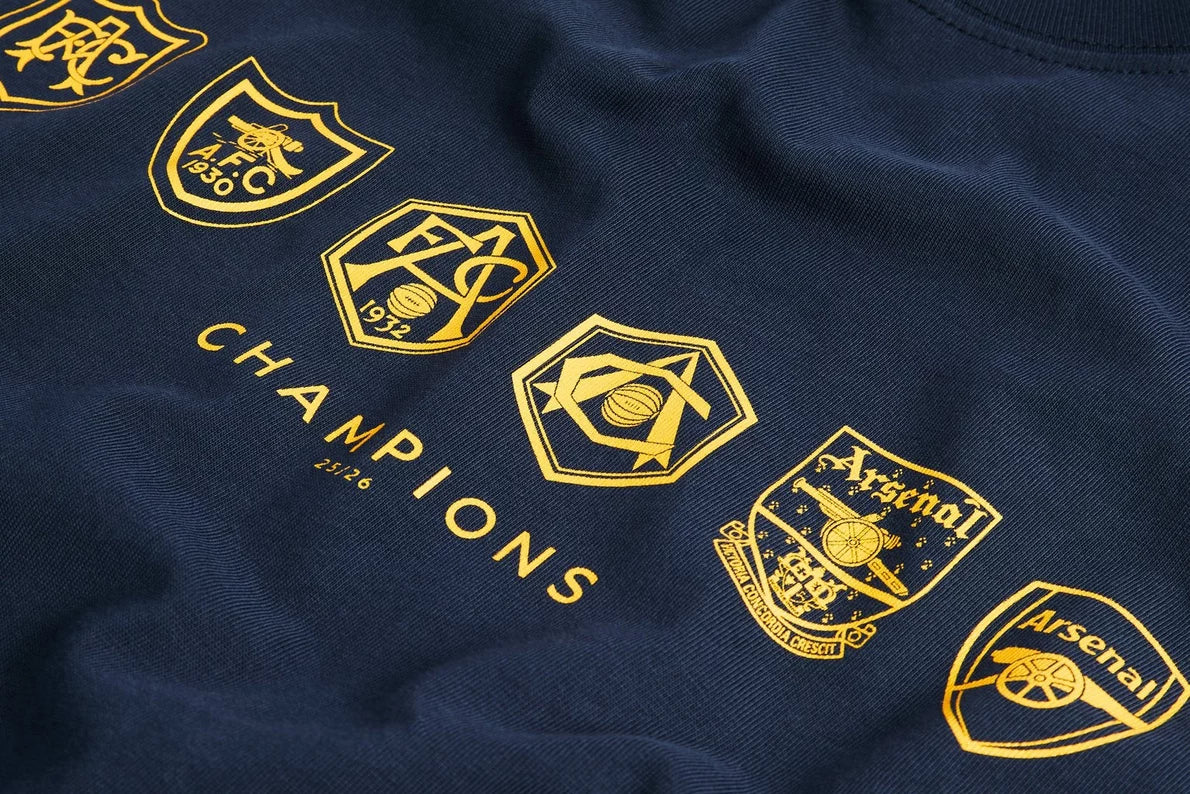 Arsenal Where We Belong 25/26 Navy Crew T-Shirt