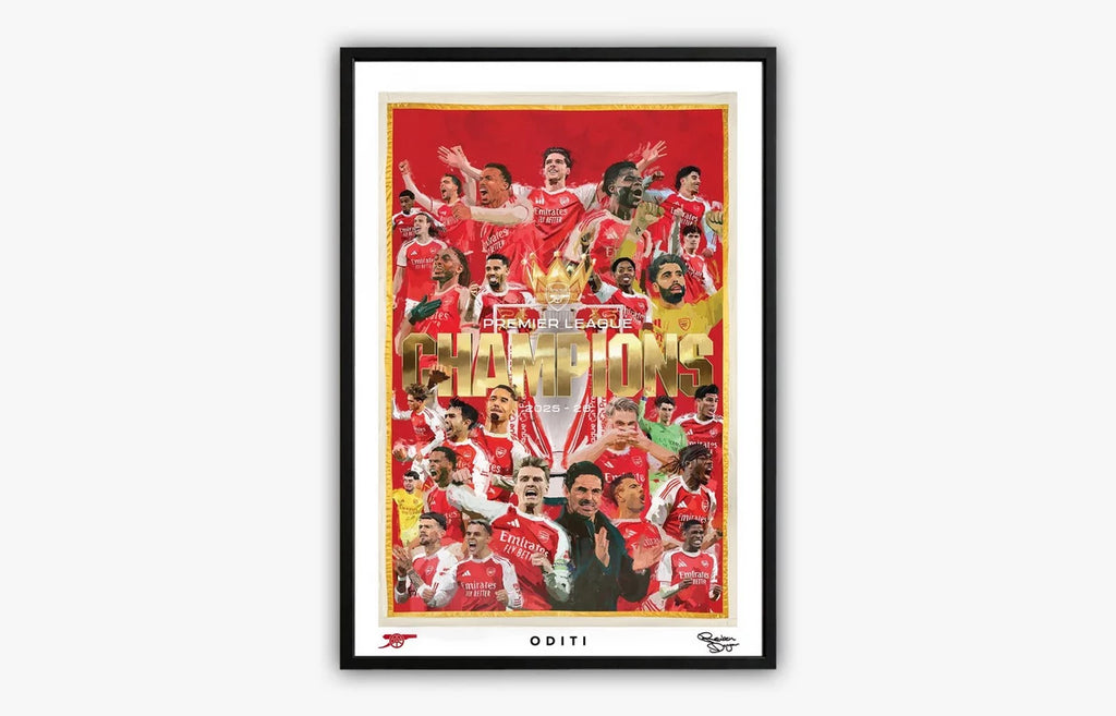 Arsenal x Reuben Dangoor Premier League Champions Framed Print