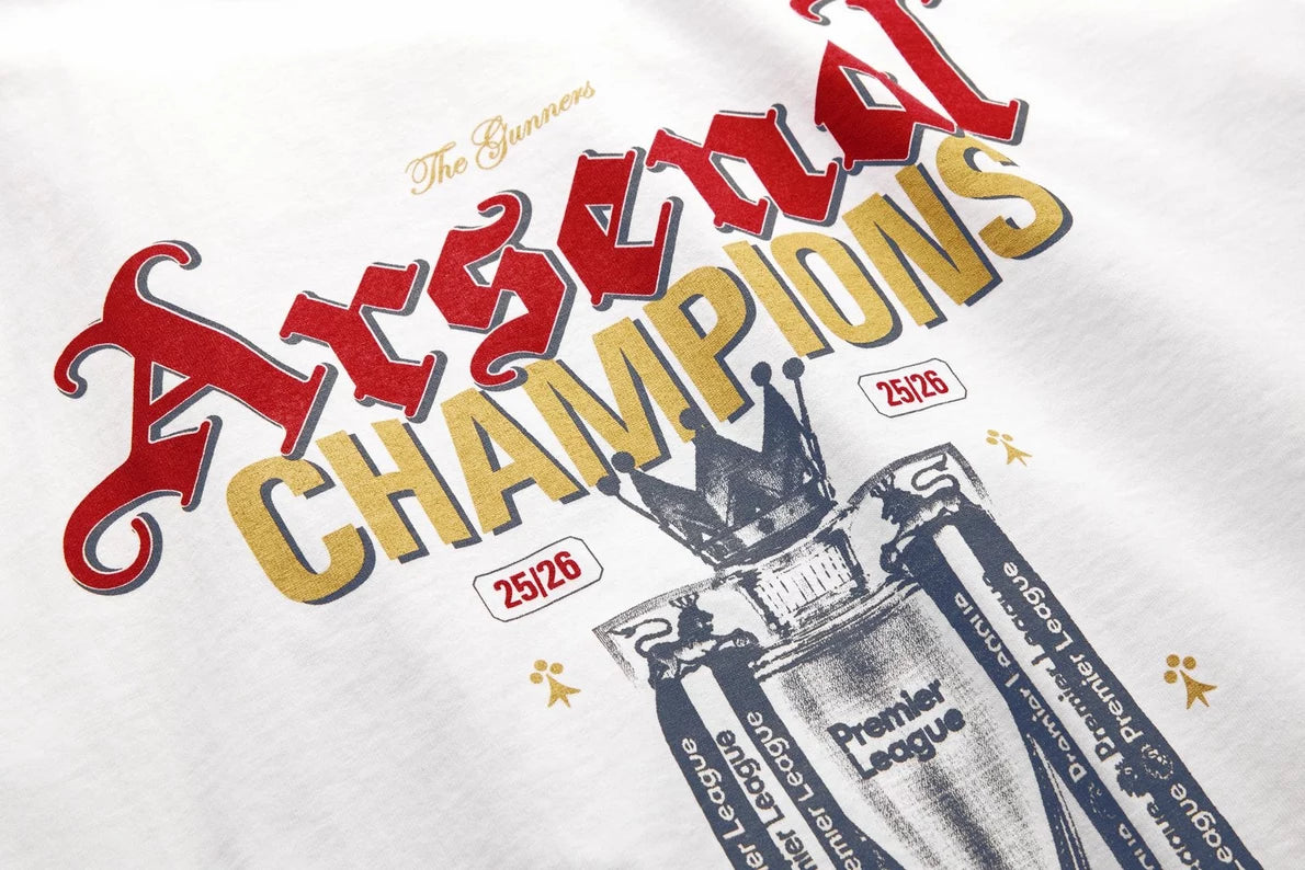 Arsenal Kids Champions Squad 25/26 White Crew T-Shirt
