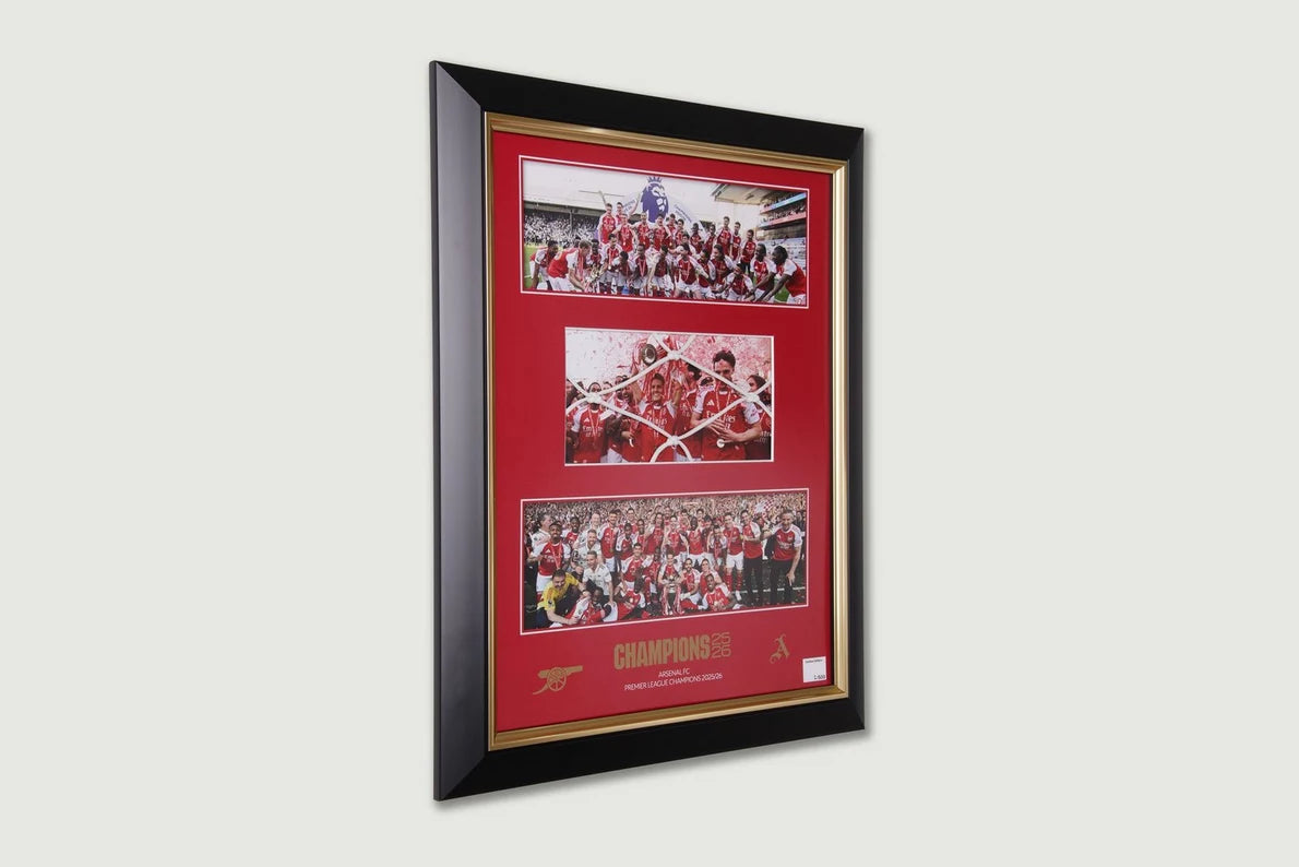 Arsenal 2025/26 Premier League Champions Authentic Goal Net Framed Print