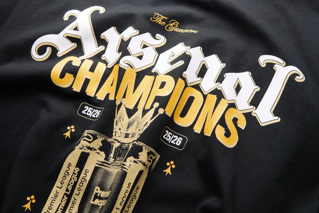 Arsenal Premier League Champions 25/26 Black Crew T-Shirt