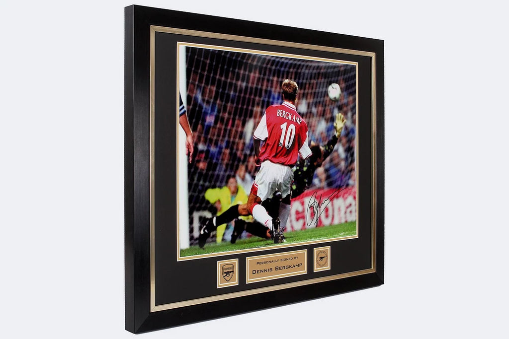 Arsenal Framed Signed Bergkamp v Leicester Goal Print