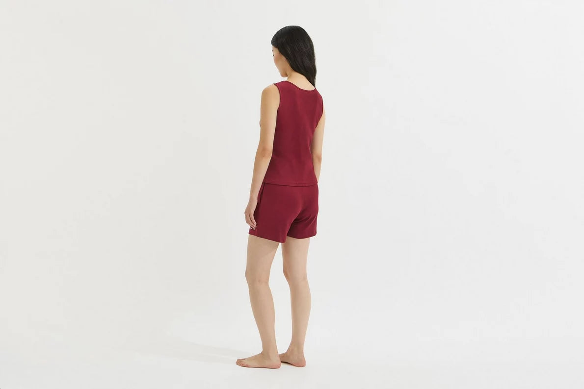 Arsenal Essentials Womens Burgundy Sleeveless Chapman Rib Lounge Short Set