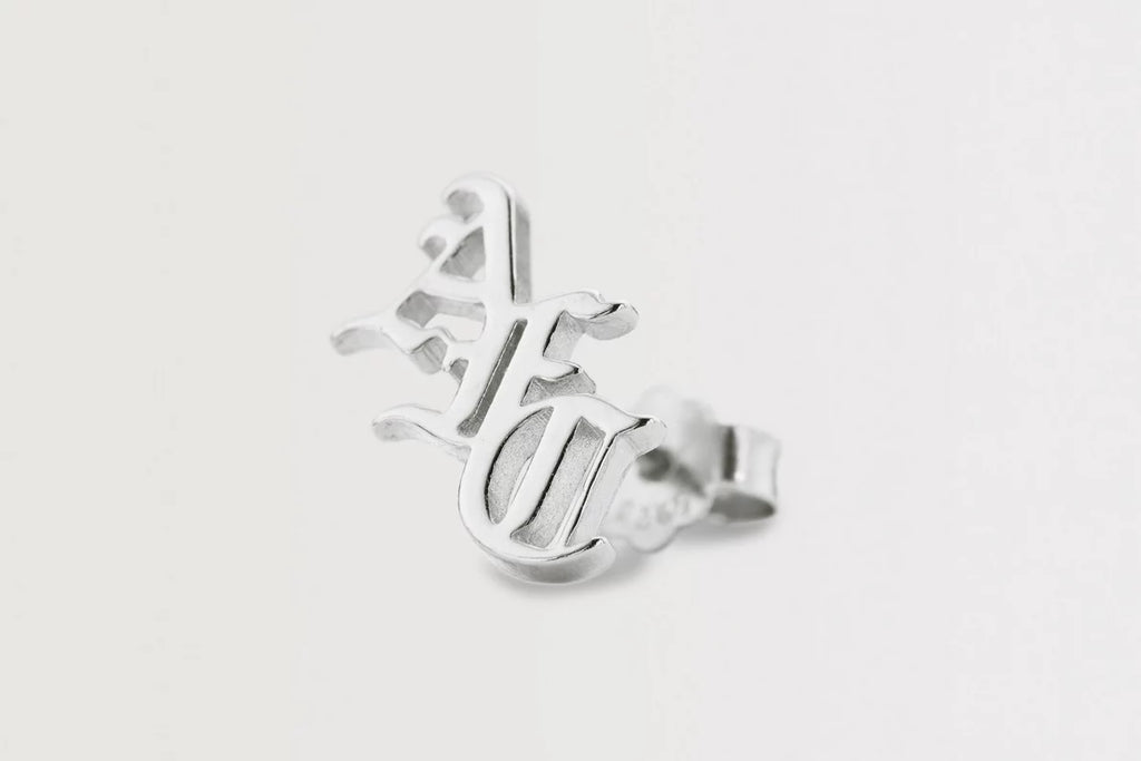 Arsenal Silver Gothic AFC Monogram Earrings