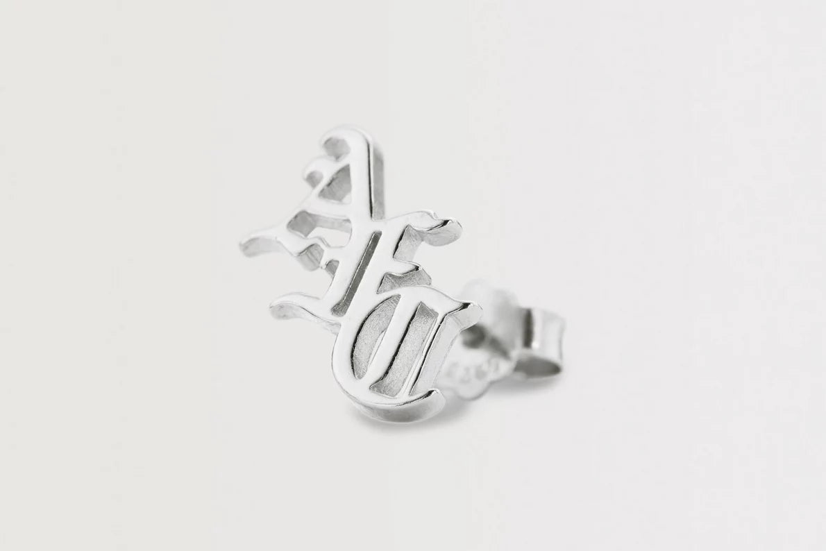 Arsenal Silver Gothic AFC Monogram Earrings