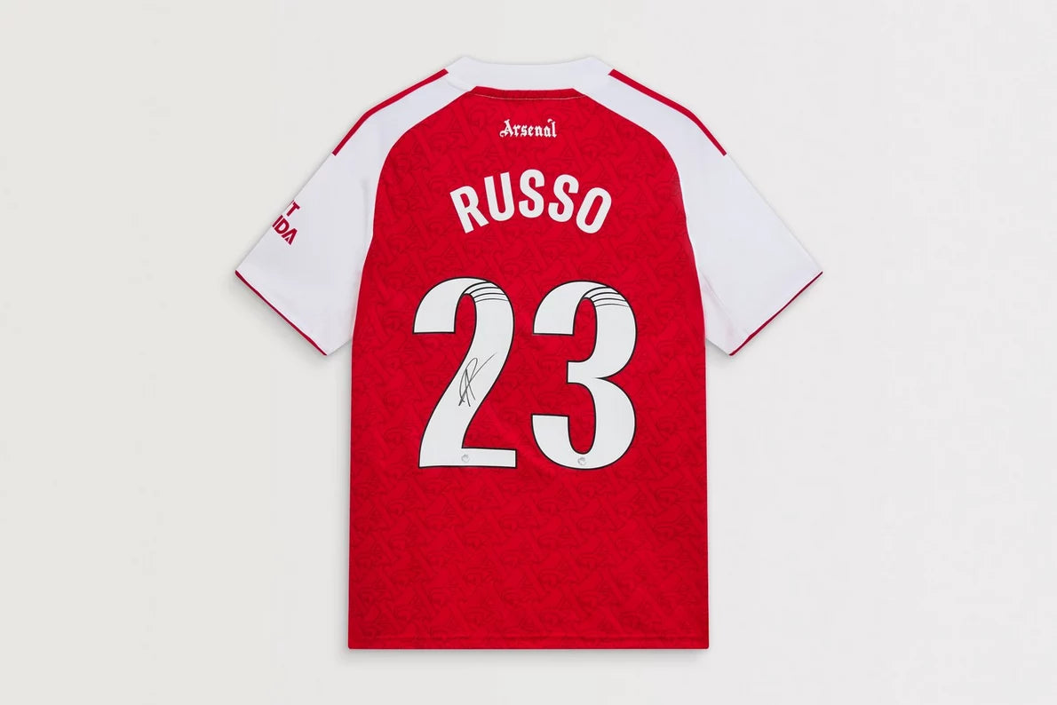 Arsenal 25/26 Home Boxed Signed Shirt RUSSO