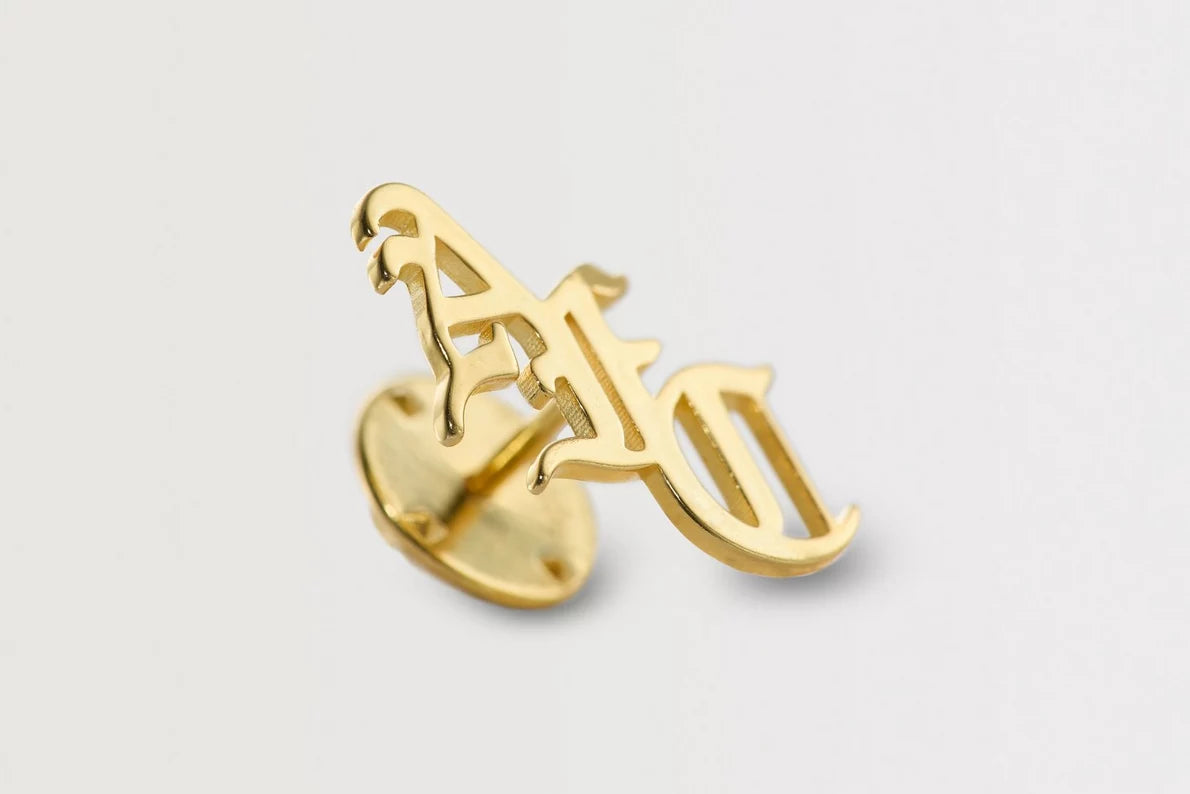 Arsenal 18ct Gold Plated Silver Gothic AFC Monogram Pin Badge