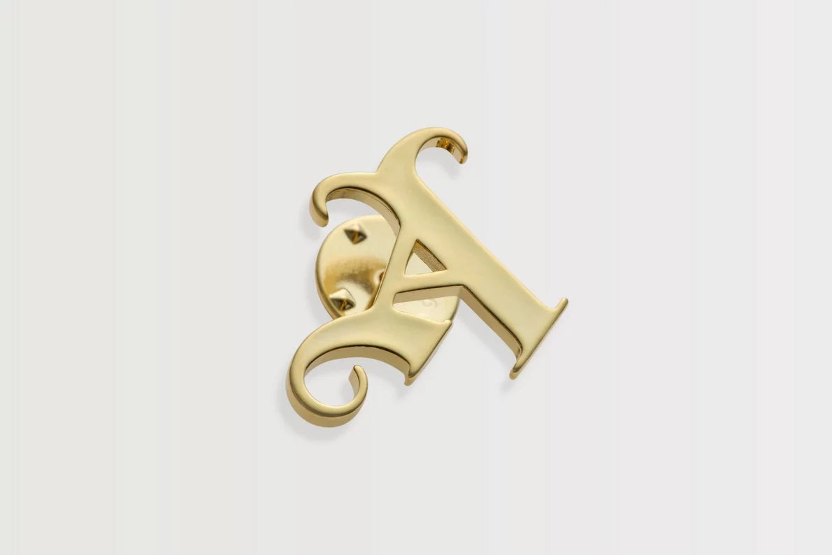 Arsenal 18ct Gold Plated Silver Gothic A Pin Badge
