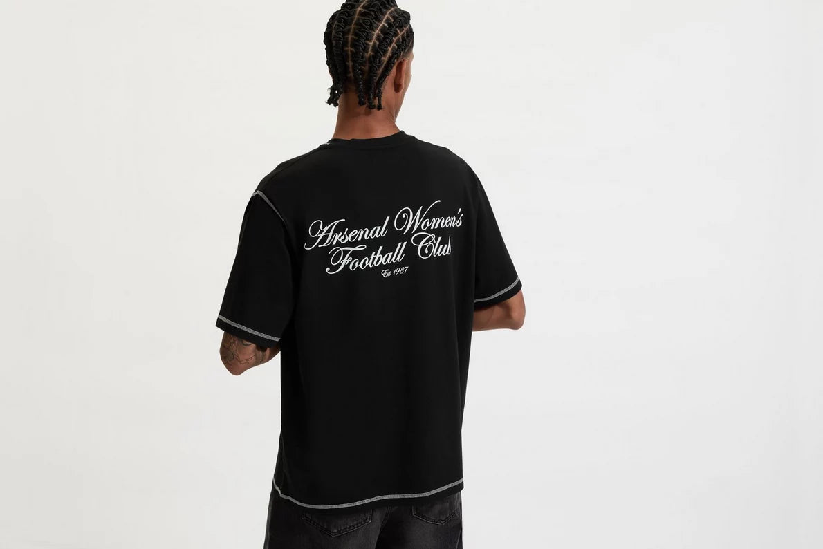 Arsenal AWFC Unisex Black Contrast T-Shirt