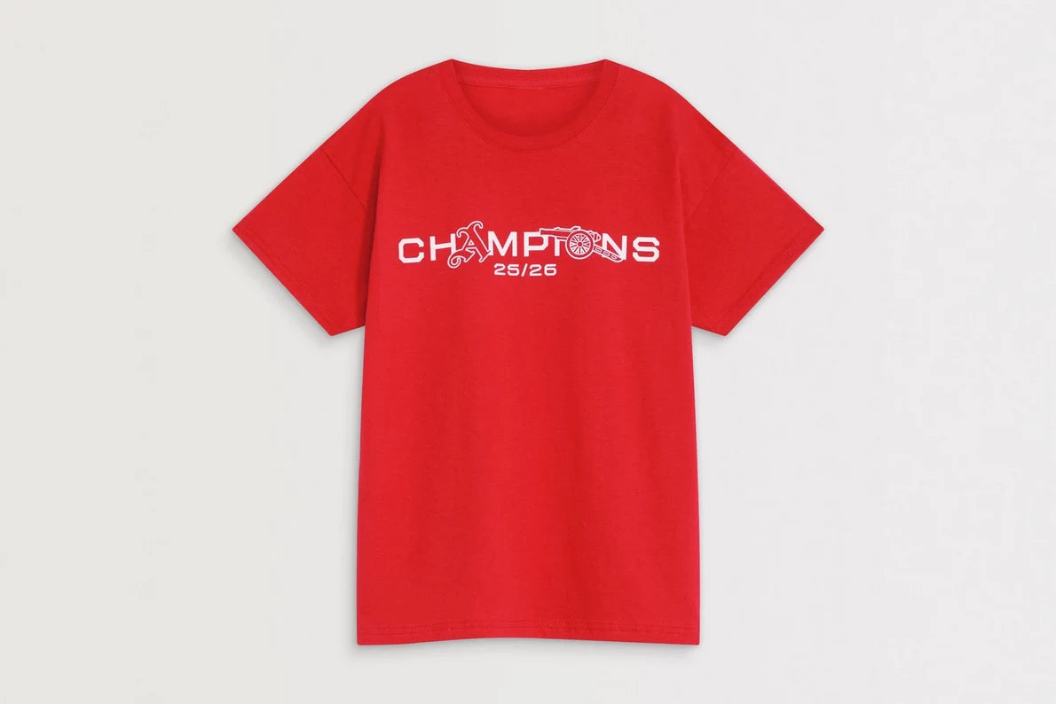 Arsenal Kids Champions Squad 25/26 Red Crew T-Shirt