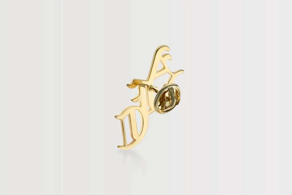 Arsenal 18ct Gold Plated Silver Gothic AFC Monogram Pin Badge