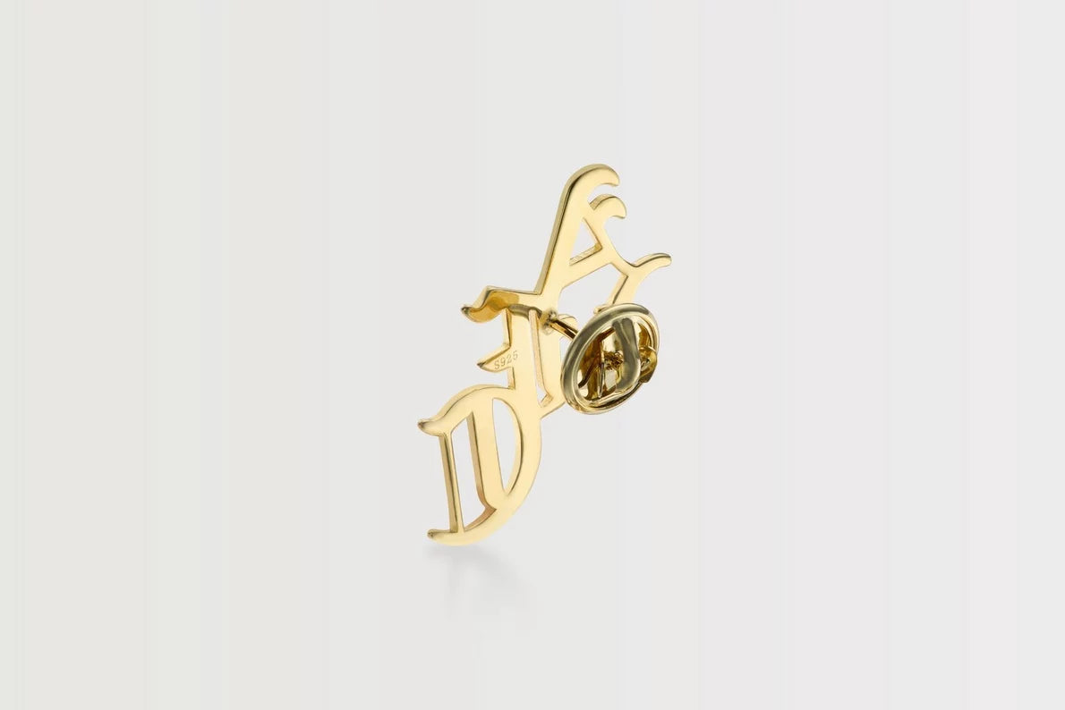 Arsenal 18ct Gold Plated Silver Gothic AFC Monogram Pin Badge