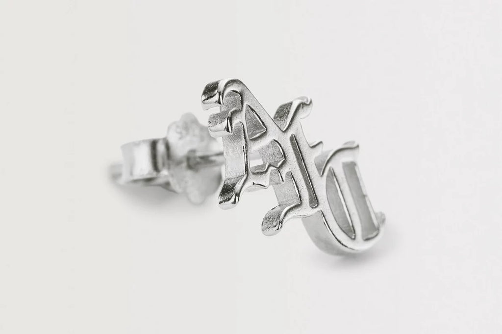 Arsenal Silver Gothic AFC Monogram Earrings