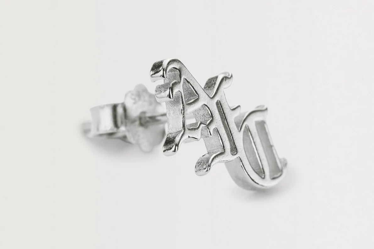 Arsenal Silver Gothic AFC Monogram Earrings