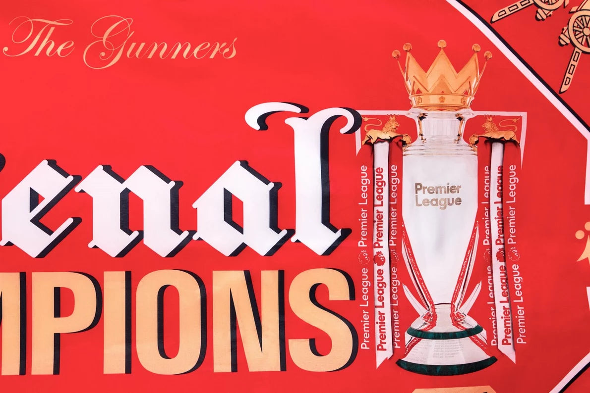Arsenal Champions 25/26 Gothic Trophy Flag