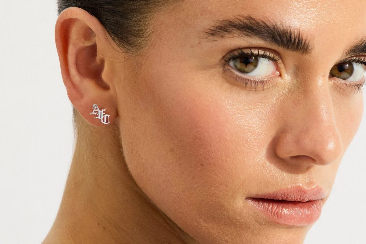 Arsenal Silver Gothic AFC Monogram Earrings