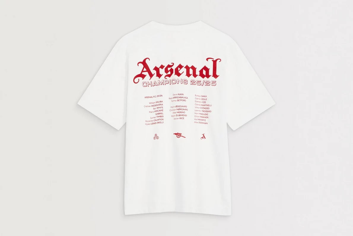 Arsenal Champions Squad 25/26 White Crew T-Shirt