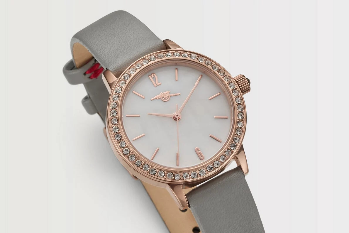 Arsenal Retro Cannon Cubic Zirconia Leather Strap Watch