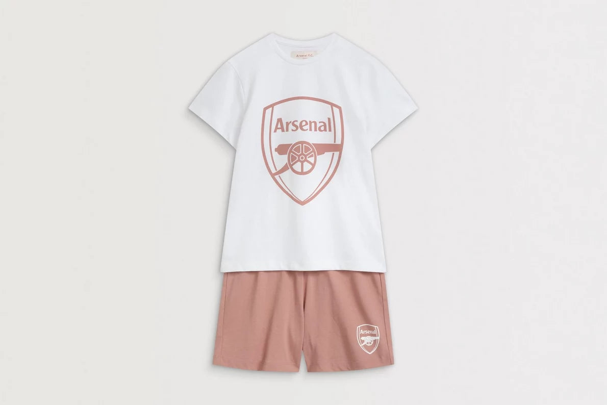 Arsenal Essentials Kids Pink Crest Pyjama Short Set