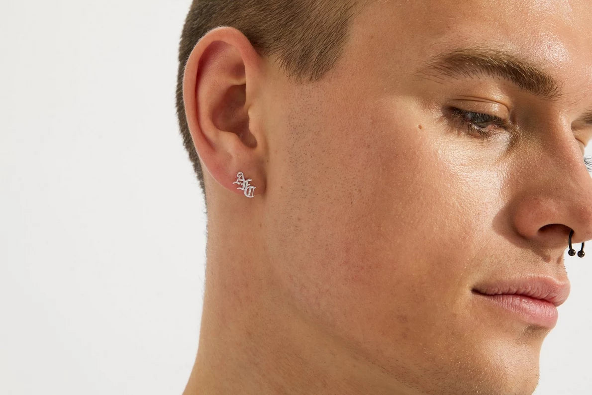 Arsenal Silver Gothic AFC Monogram Earrings