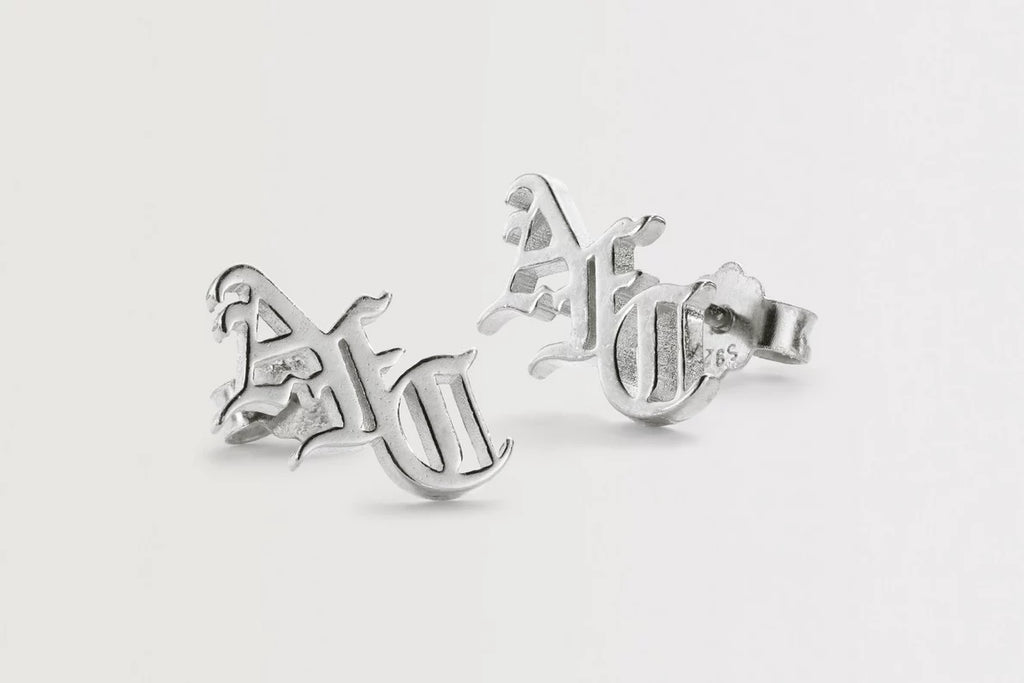 Arsenal Silver Gothic AFC Monogram Earrings