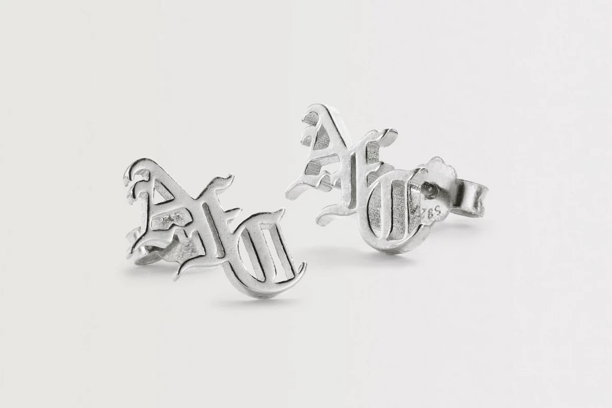 Arsenal Silver Gothic AFC Monogram Earrings