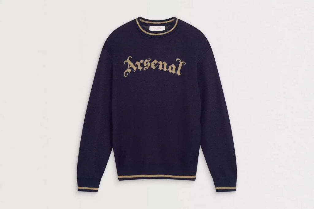 Arsenal Essentials Navy Gothic Knitted Crew Jumper