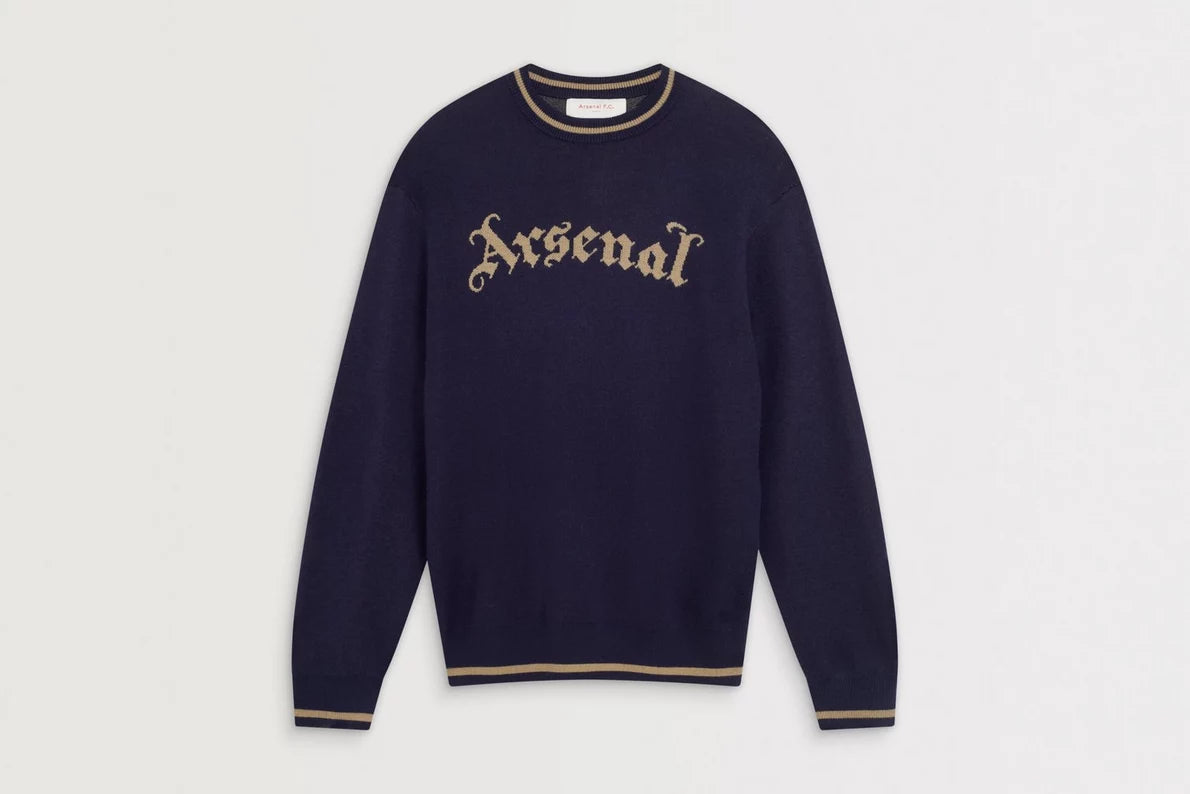 Arsenal Essentials Navy Gothic Knitted Crew Jumper