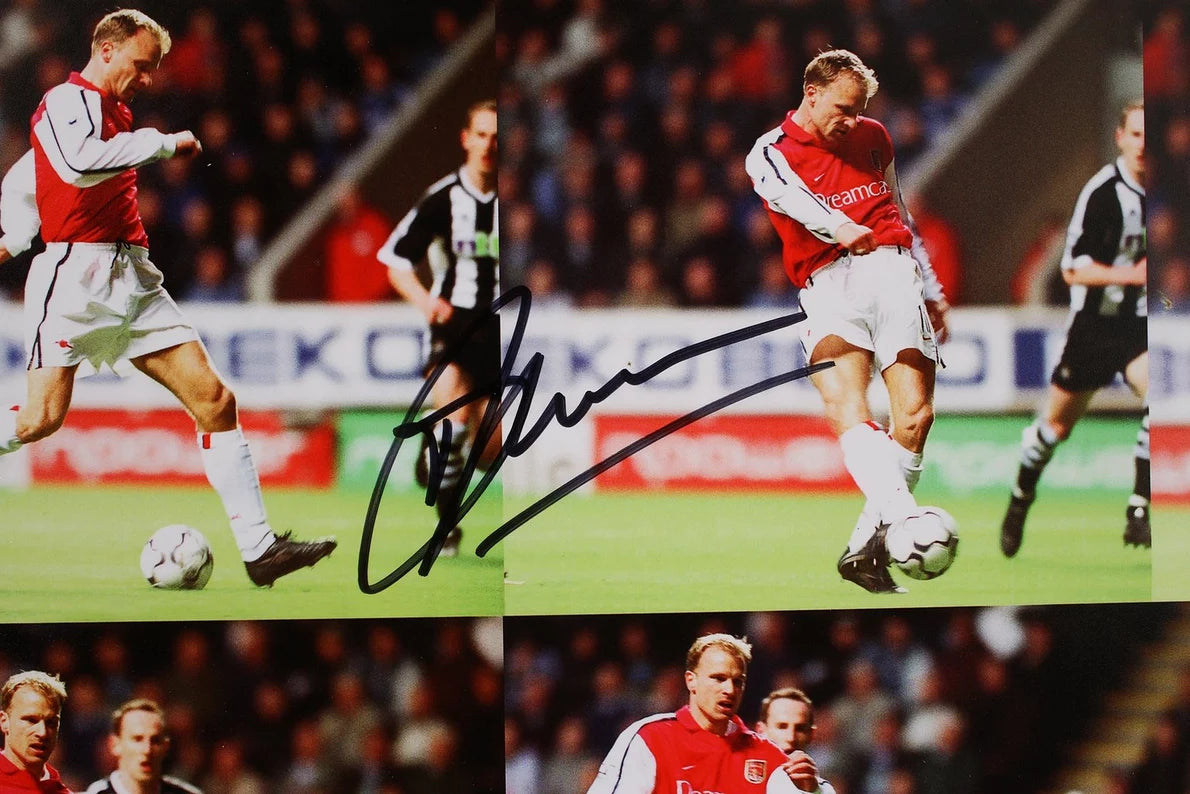 Arsenal Bergkamp Signed Framed Newcastle Turn Photo