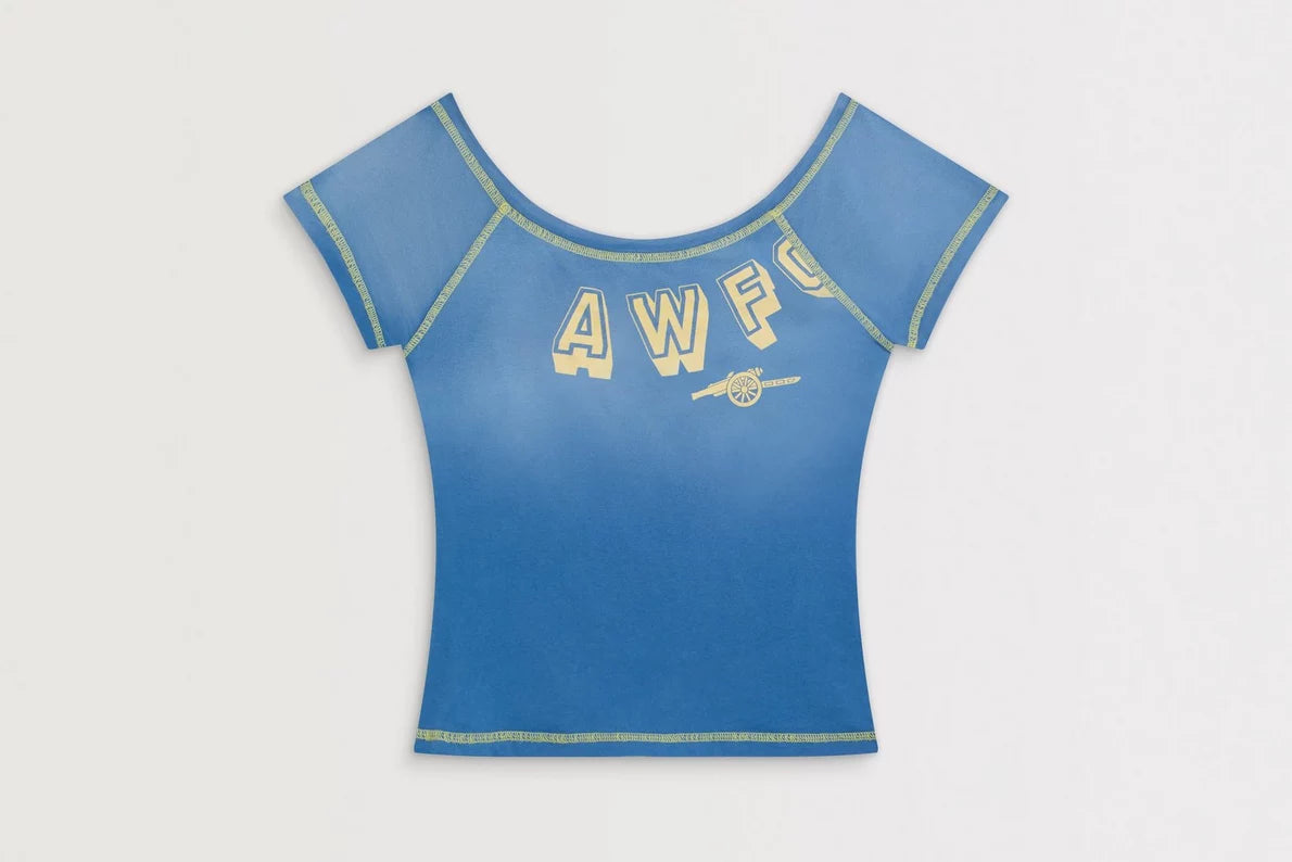 Arsenal AWFC Classics Acid Wash Off Shoulder Baby Tee