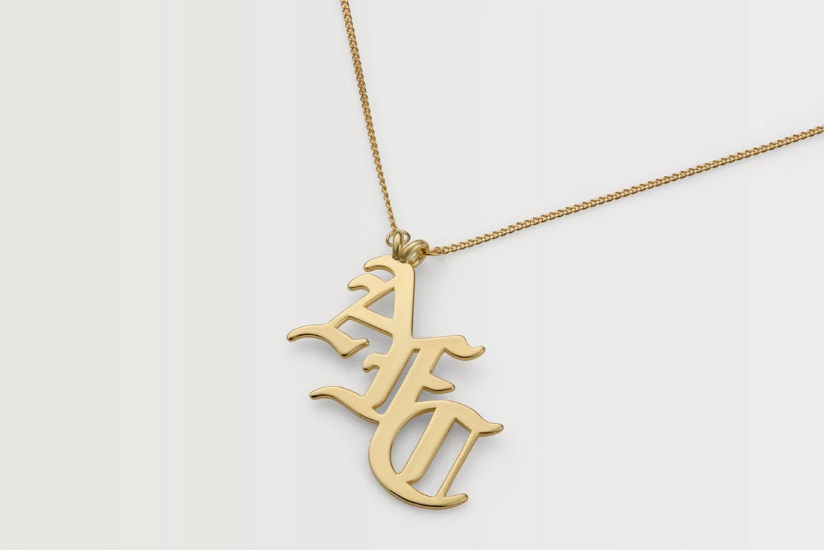Arsenal 18ct Gold Plated Silver Gothic AFC Monogram Pendant