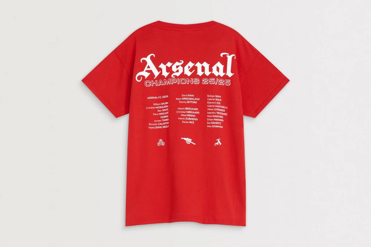 Arsenal Kids Champions Squad 25/26 Red Crew T-Shirt