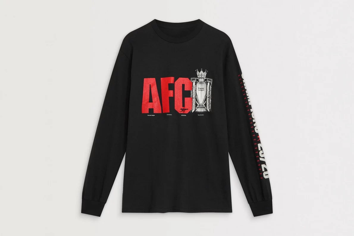 Arsenal Champions 25/26 Black Long Sleeved T-Shirt