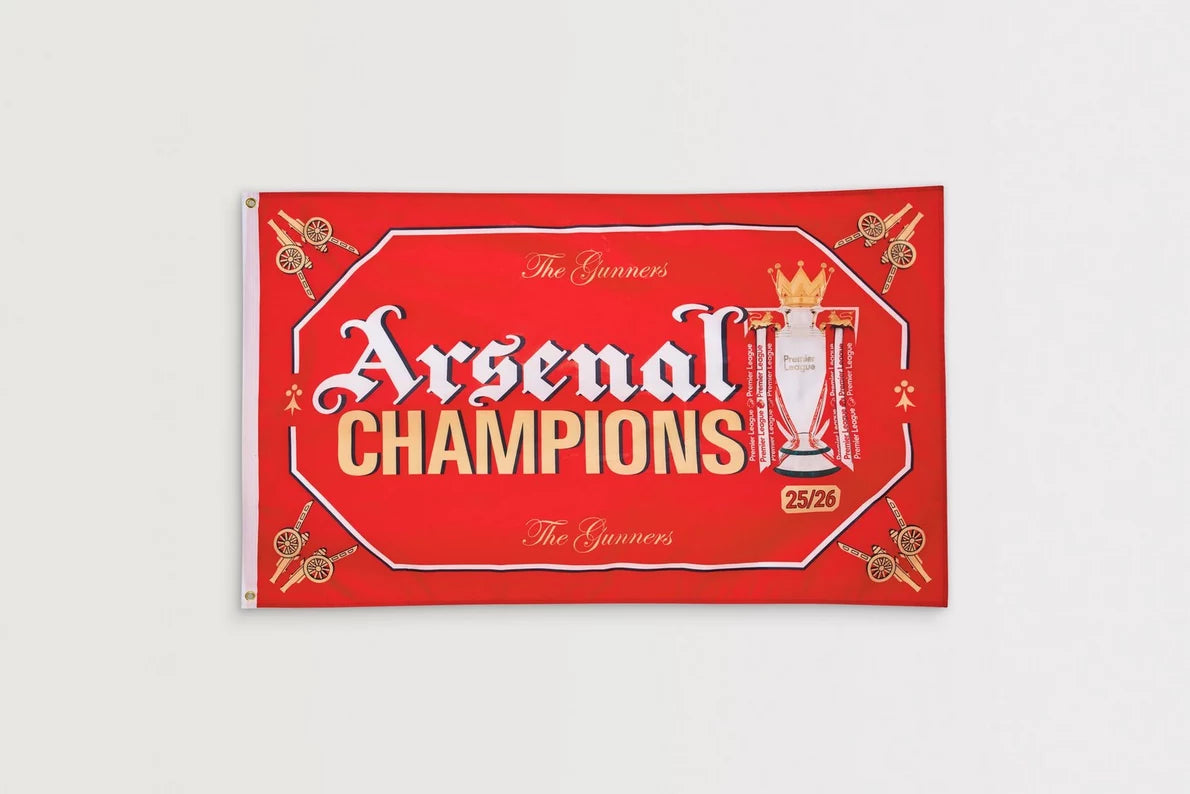 Arsenal Champions 25/26 Gothic Trophy Flag